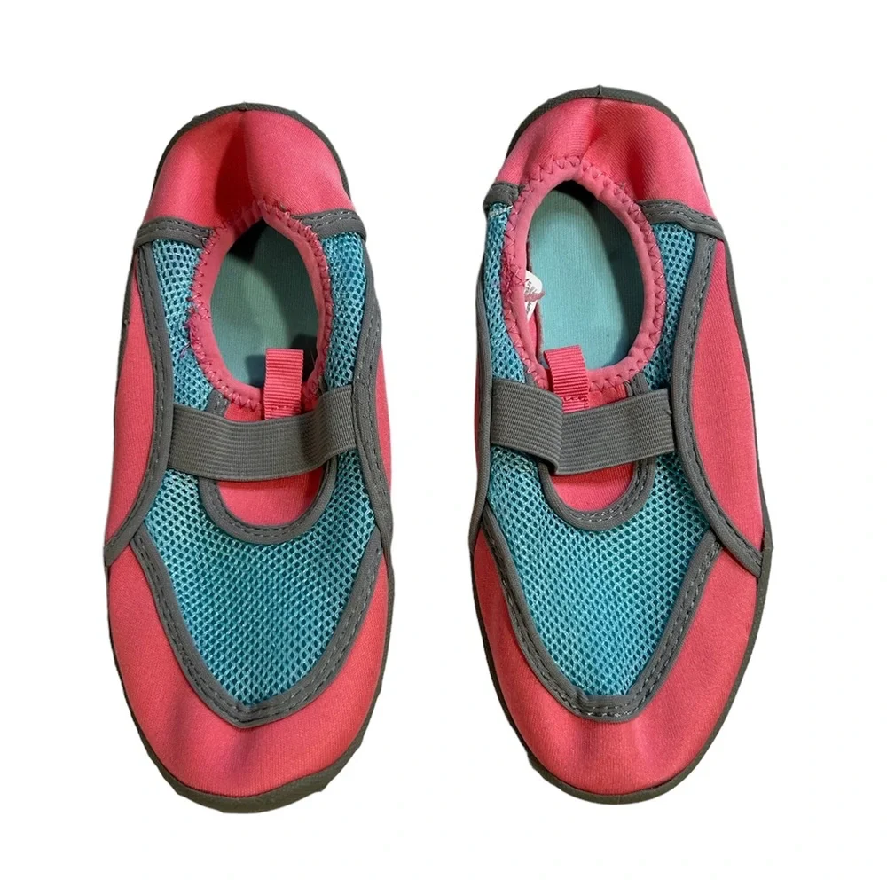 Girls, pink and blue water shoes, size 2–3